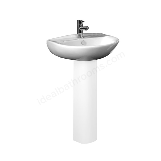 Tavistock Micra 565mm Pedestal Basin; 1 Tap Hole - White
