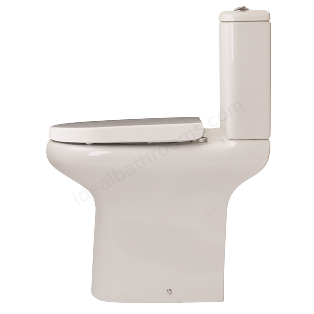 Essential LILY Rimless Comfort Height Close Coupled Pan + Cistern + Seat Pack; Soft Close Seat; White