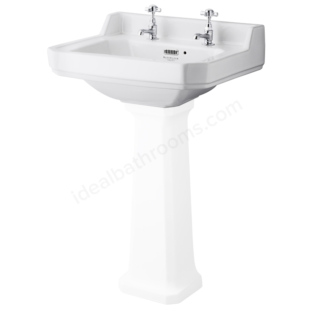 Bayswater Fitzroy 560mm Pedestal Basin; 2 Tap Holes White Ideal