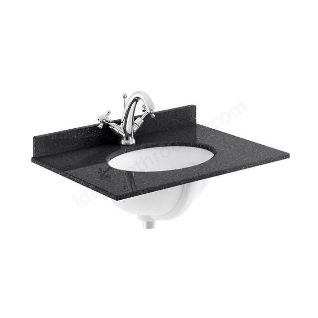 Bayswater 620mm x 470mm Countertop & Basin; 1 Tap Hole - Black Marble