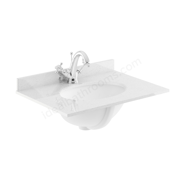 Bayswater 620mm x 470mm Countertop & Basin; 1 Tap Hole - White Marble