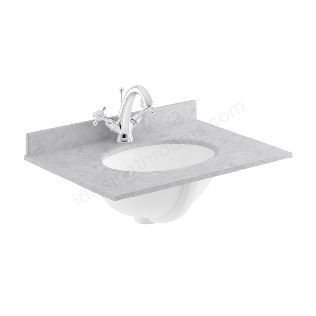Bayswater 620mm x 470mm Countertop & Basin; 1 Tap Hole - Grey Marble