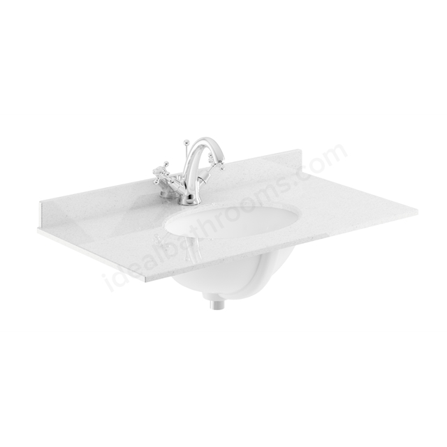 Bayswater 820mm x 470mm Countertop & Basin; 1 Tap Hole - White Marble