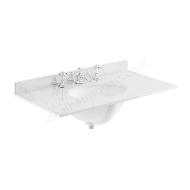Bayswater 820mm x 470mm Countertop & Basin; 3 Tap Holes - White Marble
