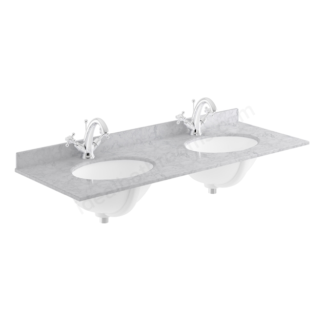 Bayswater 1220mm x 470mm Countertop & Two Basins; 1 Tap Hole Per Basin