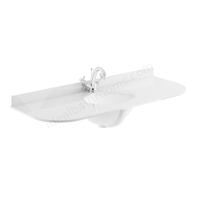 Bayswater 1220mm x 470mm Countertop & Basin; 1 Tap Hole - White Marble