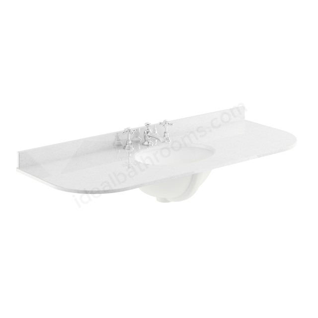 Bayswater 1220mm x 470mm Countertop & Basin; 3 Tap Holes - White Marble