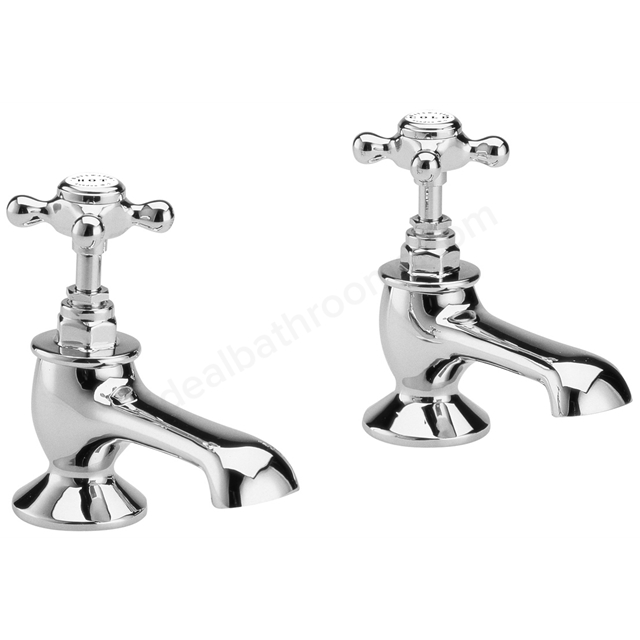 Bayswater Crosshead Deck Mounted 2 Tap Hole Hex Bath Taps - Chrome & White