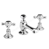 Bayswater Crosshead; Deck Mounted; 3 Tap Hole Hex Basin Tap - Chrome & Black