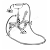 Bayswater Crosshead Deck Mounted 2 Tap Hole Domed Bath Shower Mixer - Chrome & White