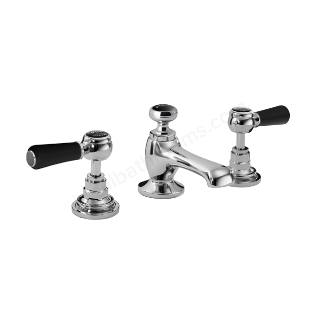 Bayswater Lever; Deck Mounted; 3 Tap Hole Hex Basin Tap - Chrome & Black