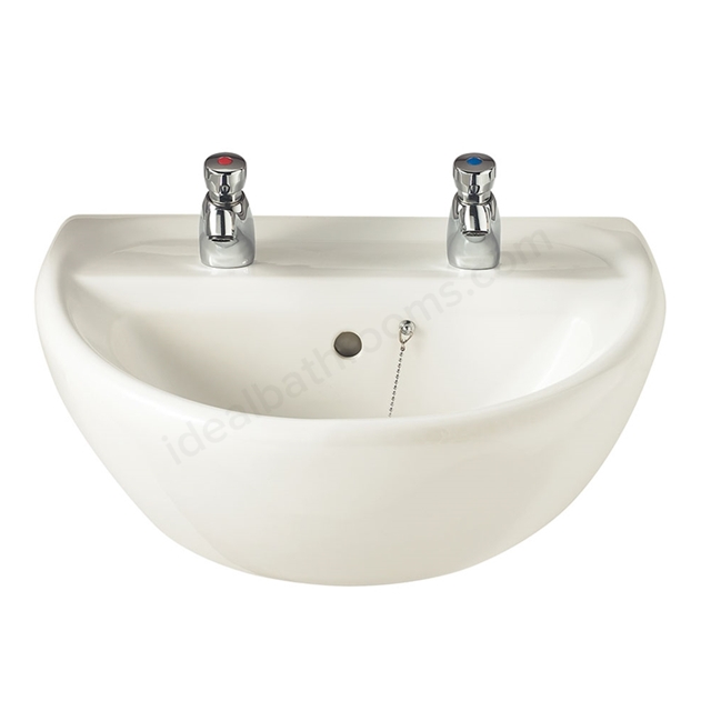 Twyford Sola 500mm Pedestal Basin 2 Tap Holes