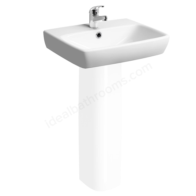 Twyford E100 600mm Washbasin 1 Tap Hole