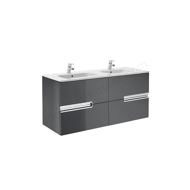 Roca Victoria-N 2 Drawer; 600mm Wide Left Washbasin Unit - Grey