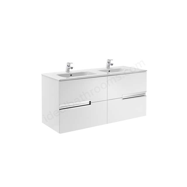 Roca Victoria-N 2 Drawer; 600mm Wide Left Washbasin Unit - White