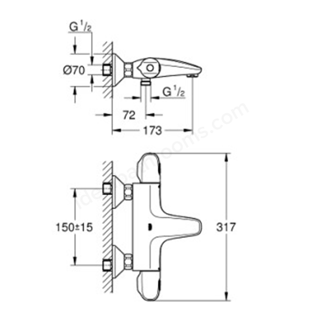 Grohe Grohtherm 1000 New Thermostatic Safety Mixer - Chrome | Ideal Bathrooms