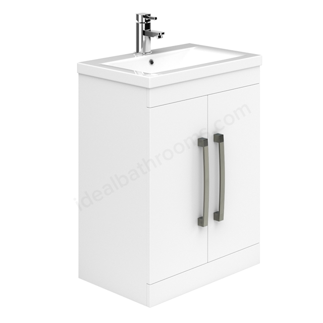 Essential NEVADA Floor Standing Washbasin Unit + Basin; 2 Doors; 500mm Wide; White