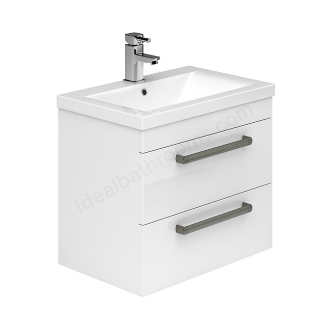 Essential NEVADA Wall Hung Washbasin Unit + Basin; 2 Drawers; 500mm Wide; White