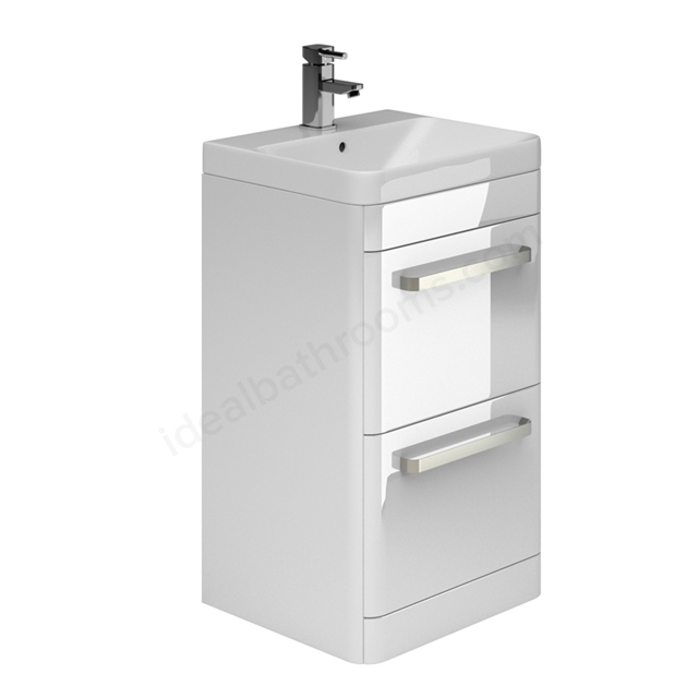 Essential VERMONT 500mm Floor Standing 2 Drawer Unit + Basin - White