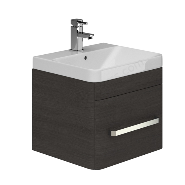 Essential VERMONT 500mm Wall Hung 1 Drawer Unit + Basin - Dark Grey
