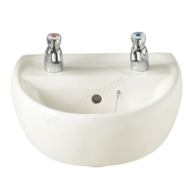 Twyford Sola 400mm washbasin 2 Tap Holes