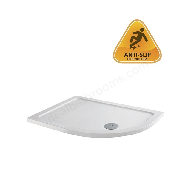 MX Trays 1100 x 900mm ABS Stone 550 Radius Right Hand Shower Tray w/ Waste - White