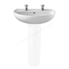 Twyford Alcona 500mm Pedestal Basin 2 Tap Holes