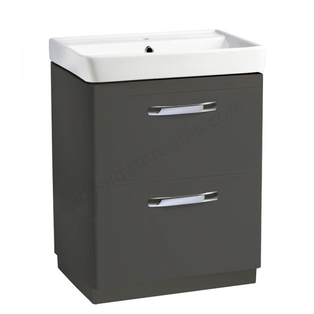 Tavistock Compass 600mm Vanity Unit; 2 Drawers - Gloss Clay