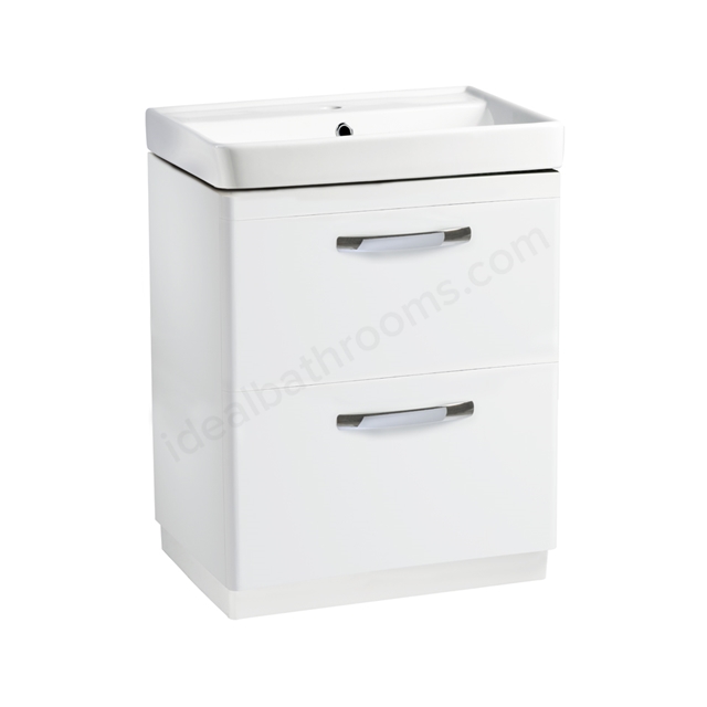 Tavistock Compass 600mm Vanity Unit; 2 Drawers - White