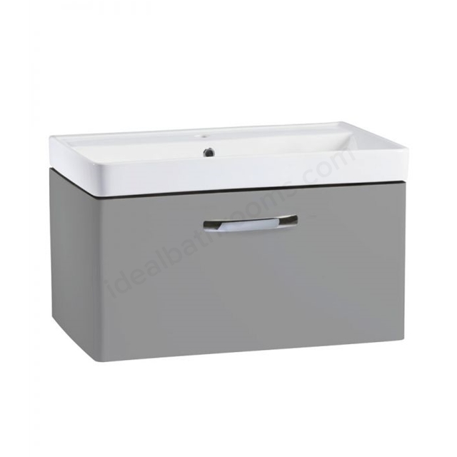 Tavistock Compass 800mm Wall Mounted Vanity Unit; 2 Doors - Gloss Light Grey