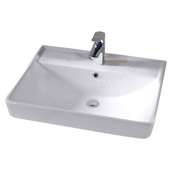 Tavistock Compass 600mm Countertop Basin; 1 Tap Hole - White