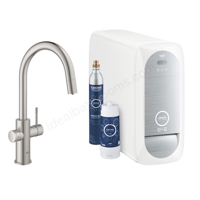 GROHE Blue Home C-spout; pull-out; supersteel