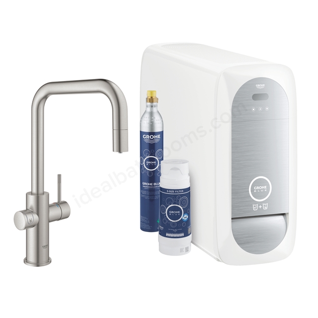 Grohe Blue Home U-spout; Kitchen Tap Starter Kit with Pull-Out Spout