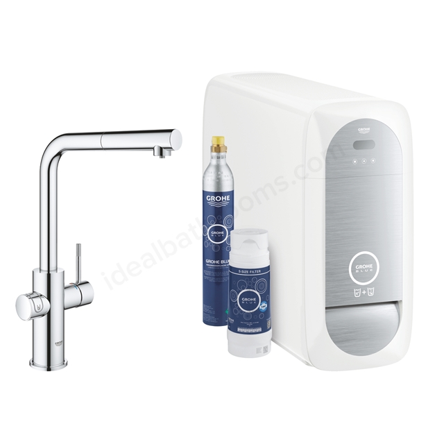 Grohe Blue Home L-spout; Kitchen Tap Starter Kit with Pull-Out Spout