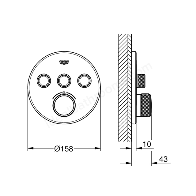 Grohe Grohtherm SmartControl Thermostat for concealed installation with 3 valves