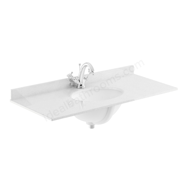 Bayswater 1020mm x 470mm Countertop & Basin; 1 Tap Hole - White Marble