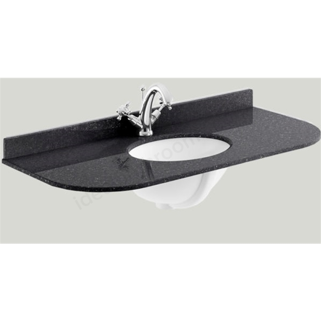 Bayswater 1020mm x 470mm Countertop & Basin; 1 Tap Hole - Black Marble
