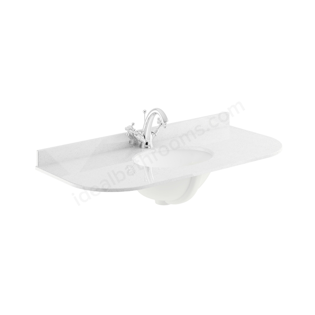 Bayswater 1020mm x 470mm Countertop & Basin; 1 Tap Hole - White Marble ...