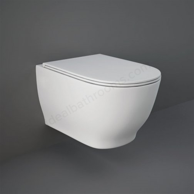 RAK Ceramics Moon Rimless Wall Hung WC Pan With Hidden Fixations  - White
