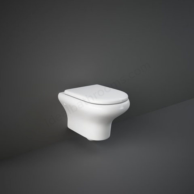 RAK Ceramics Compact Rimless Wall Hung WC Pan With Hidden Fixations  - Gloss Alpine White