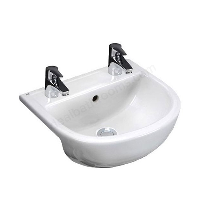 RAK Ceramics Compact 450mm x 360mm Semi Recessed Basin 2 Tap Holes