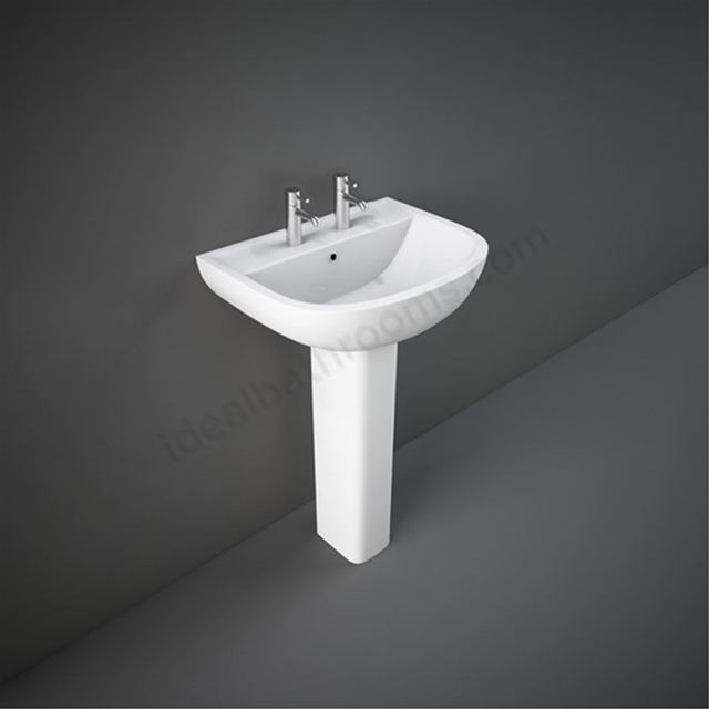 RAK Ceramics Compact 380mm Pedestal Basin 2 Tap Holes