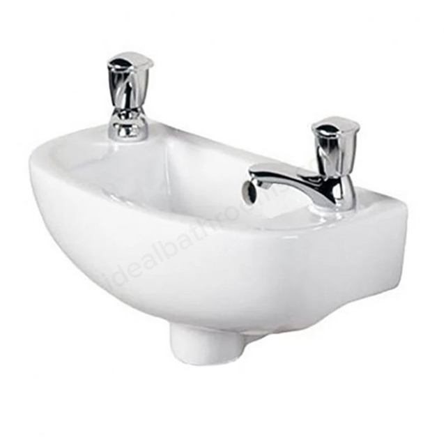 RAK Ceramics Compact 215mm Cloakroom Basin; 2 Tap Holes - White