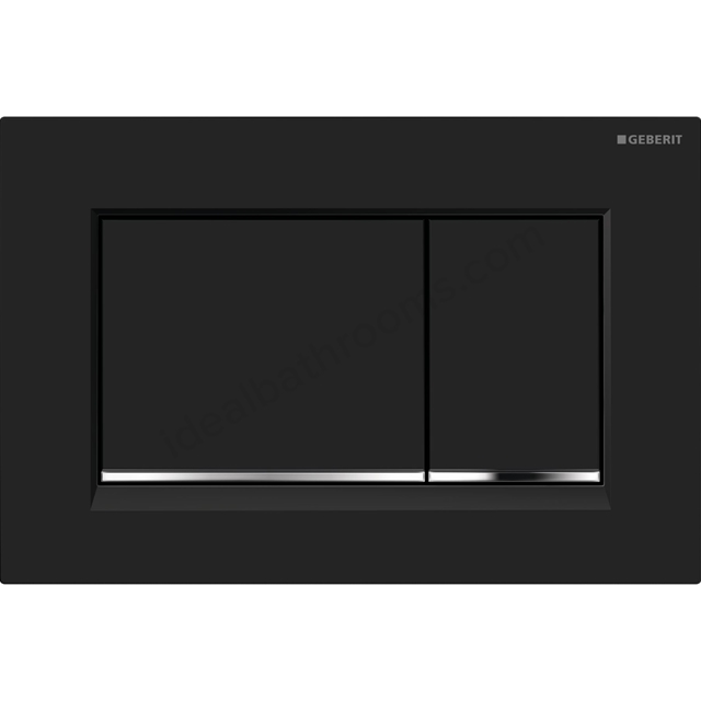Geberit Sigma30 for dual flush: black matt coated; easy-to-clean coated; gloss chrome-plated