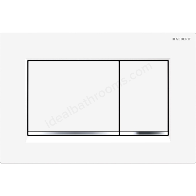 Geberit Sigma20 Square Dual Flush Plate - Matt White & Chrome