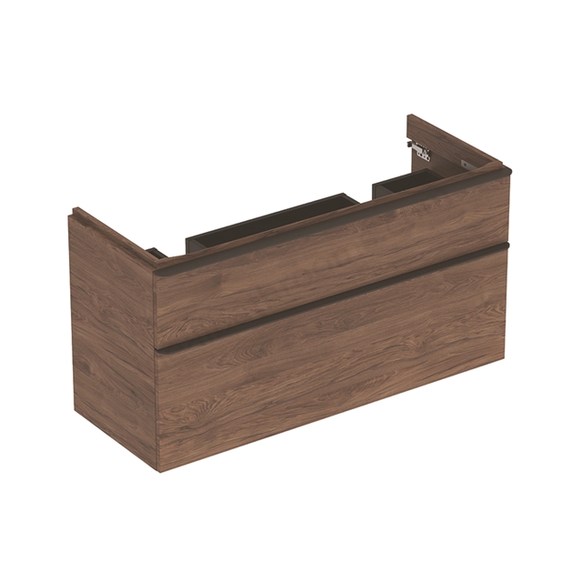 Geberit Smyle Square 1200mm double washbasin unit 2 drawer hickory