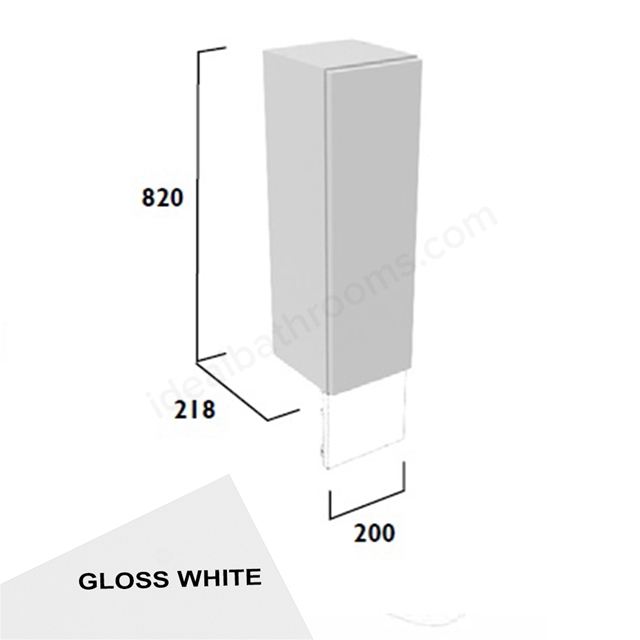 Tavistock Calm Slim 200mm Floor Standing Cupboard w/ Door Pack; Carcass & Fascia - Gloss White
