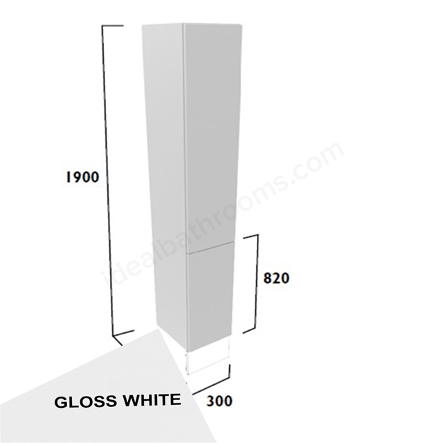 Tavistock Calm Slim 300mm Full Height Cupboard w/ Door Pack; Carcass & Fascia - Gloss White
