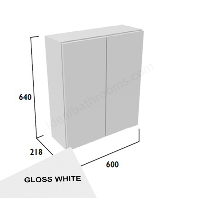 Tavistock Calm Standard 600mm Wall Mounted Cupboard w/ Door Pack; Carcass & Fascia - Gloss White