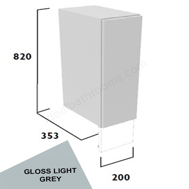 Tavistock Calm Standard 200mm Floor Standing Cupboard w/ Door Pack; Carcass & Fascia - Gloss Light Grey